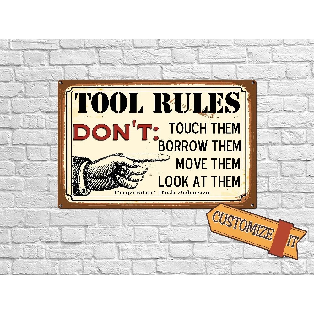 Workshop Tools With Name - CIFbuy Placa Metálica Plana 2D Personalizable,