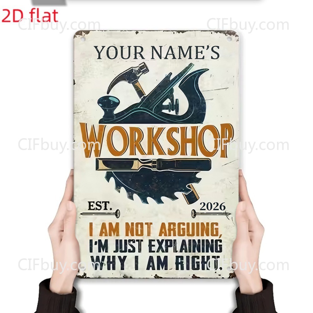 Letrero Metálico Personalizado - Workshop Tools With Name reseña y precio