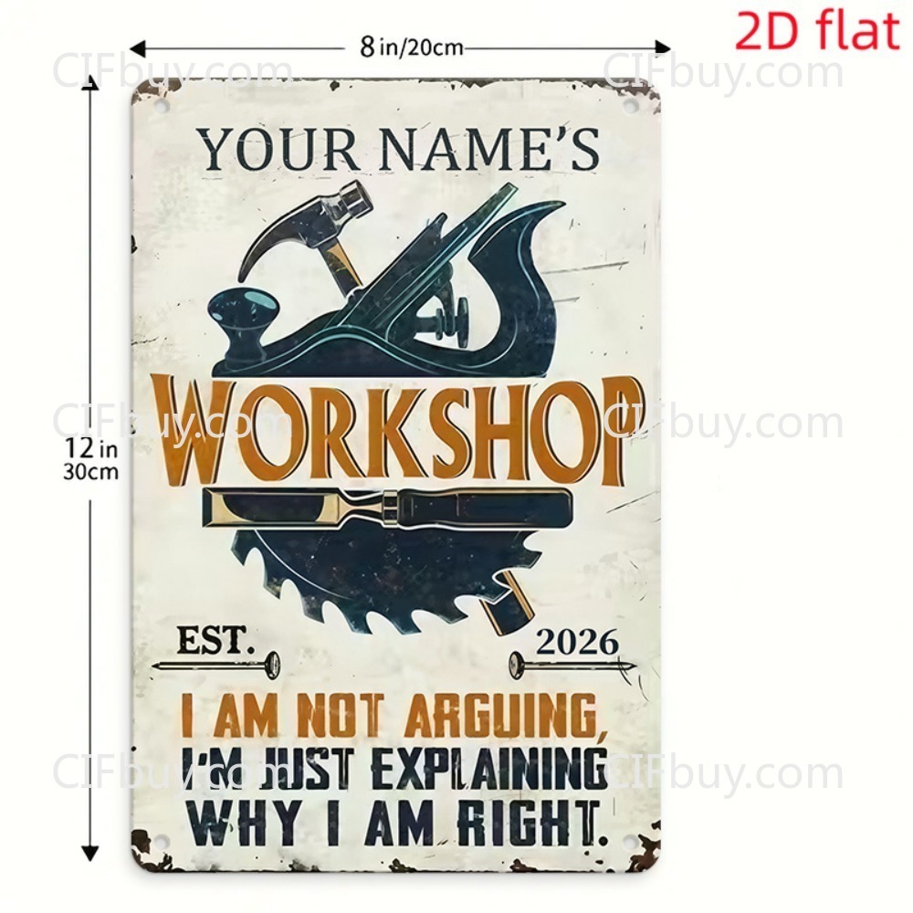 Letrero Metálico Personalizado - Workshop Tools With Name reseña y precio